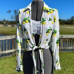 ✨Like New✨ Chaser Lemon Cover-Up Tie-Front Top - Womens Small.